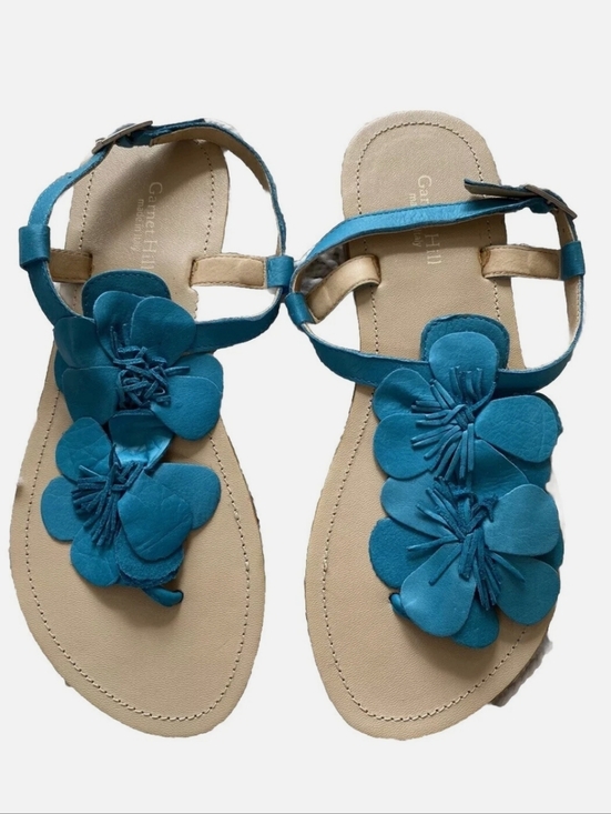 Garnet Hill Shoes - Garnet Hill Sandals Sz 7 Leather Thong Sandals Strappy Boho Vacation Resort